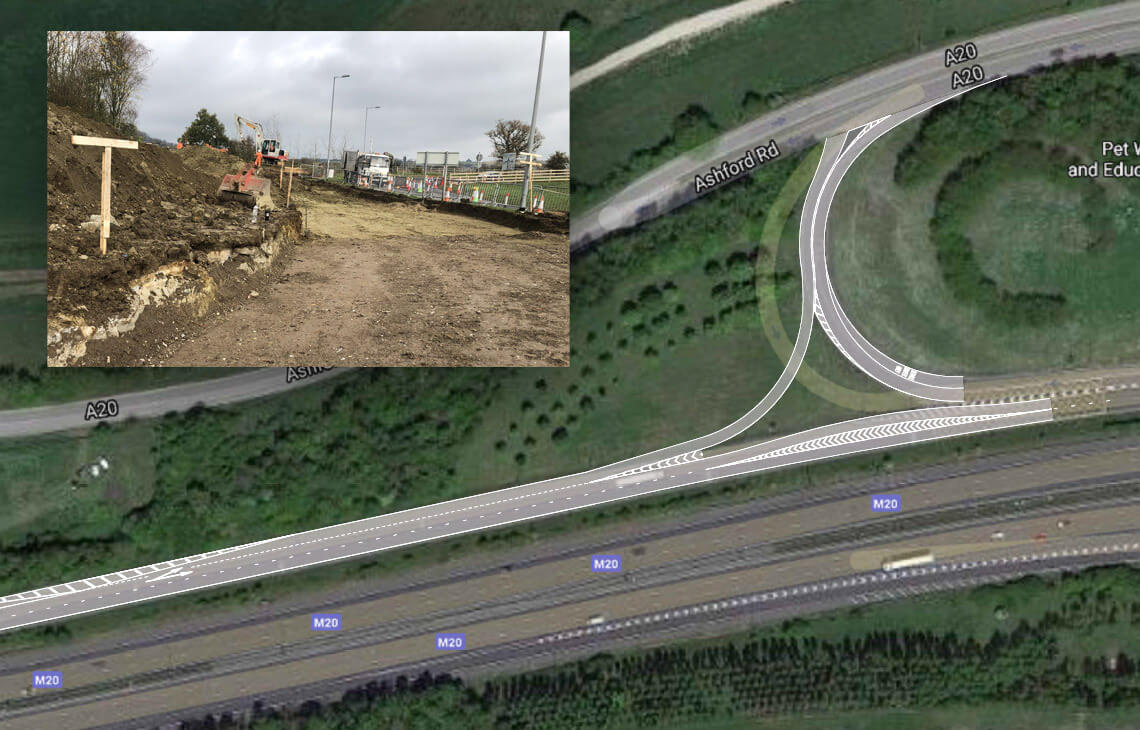 Temporary junction between the M20 and A20